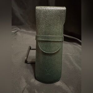 Louis Vuitton LV  Green Taiga Leather Pen Holder / Eye Glass Case